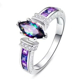 ⤵️🆕 1pc Fashion Elegant Inlaid Colorful Purple Artificial Diamond Ring size 8